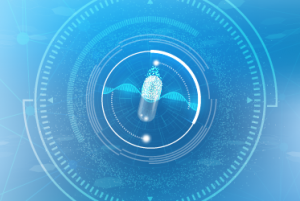 Digital illustration of a capsule symbolizing RNA sequencing in drug discovery and development.